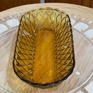 Vtg 1960s Mid Century Pretzel Amber Gold Oval Dish
